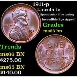 1911-p Lincoln Cent 1c Grades GEM+ Unc BN
