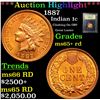 Image 1 : ***Auction Highlight*** 1887 Indian Cent 1c Graded Gem+ Unc RD By USCG (fc)