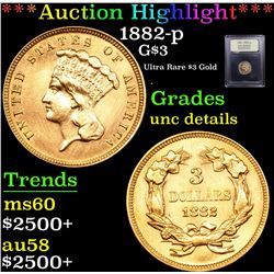 ***Auction Highlight*** 1882-p G$3 3 Graded Unc Details By USCG (fc)