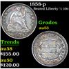 Image 1 : 1858-p Seated Liberty Half Dime 1/2 10c Grades Select AU