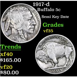 1917-d Buffalo Nickel 5c Grades vf++