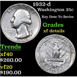 1932-d Washington Quarter 25c Grades xf details