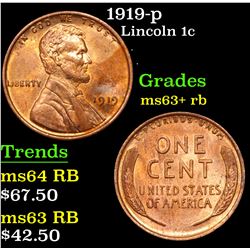 1919-p Lincoln Cent 1c Grades Select+ Unc RB