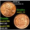 Image 1 : 1919-p Lincoln Cent 1c Grades Select+ Unc RB