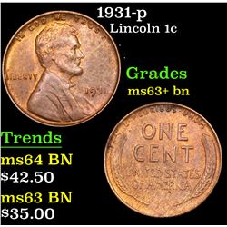 1931-p Lincoln Cent 1c Grades Select+ Unc BN