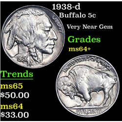 1938-d Buffalo Nickel 5c Grades Choice+ Unc