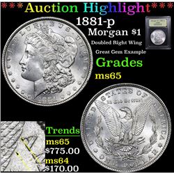 ***Auction Highlight*** 1881-p Morgan Dollar $1 Graded GEM Unc By USCG (fc)