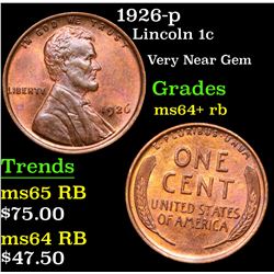 1926-p Lincoln Cent 1c Grades Choice+ Unc RB