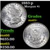 Image 1 : 1883-p Morgan Dollar $1 Grades GEM+ Unc