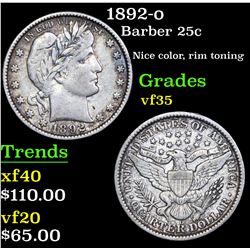 1892-o Barber Quarter 25c Grades vf++