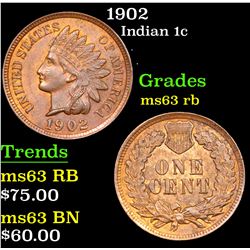1902 Indian Cent 1c Grades Select Unc RB
