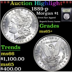 ***Auction Highlight*** 1889-p Morgan Dollar $1 Graded GEM+ Unc By USCG (fc)