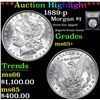 Image 1 : ***Auction Highlight*** 1889-p Morgan Dollar $1 Graded GEM+ Unc By USCG (fc)