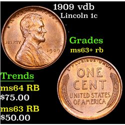 1909 vdb Lincoln Cent 1c Grades Select+ Unc RB