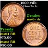 Image 1 : 1909 vdb Lincoln Cent 1c Grades Select+ Unc RB