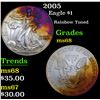 Image 1 : 2005 Silver Eagle Dollar $1 Grades GEM+++ Unc
