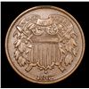 Image 2 : 1867 Two Cent Piece 2c Grades Select AU