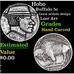 Hobo Buffalo Nickel 5c Grades Hand Carved