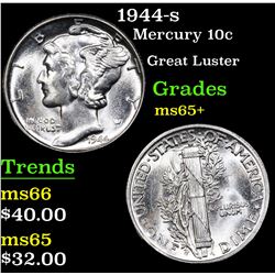 1944-s Mercury Dime 10c Grades GEM+ Unc