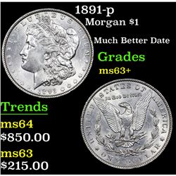 1891-p Morgan Dollar $1 Grades Select+ Unc