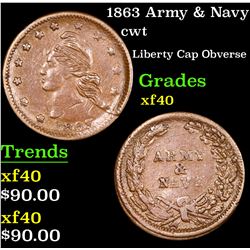 1863 Army & Navy Civil War Token 1c Grades xf