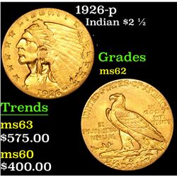 1926-p Gold Indian Quarter Eagle $2 1/2 Grades Select Unc