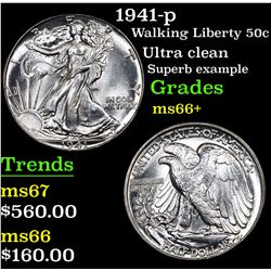 1941-p Walking Liberty Half Dollar 50c Grades GEM++ Unc