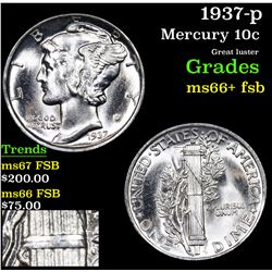 1937-p Mercury Dime 10c Grades GEM++ FSB