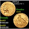 Image 1 : 1915-p Gold Indian Quarter Eagle $2 1/2 Grades Select Unc
