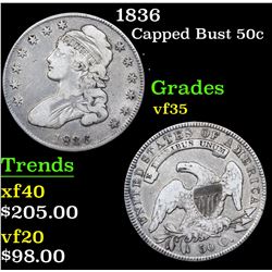 1836 Capped Bust Half Dollar 50c Grades vf++