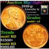 Image 1 : ***Auction Highlight*** 1910-p Lincoln Cent 1c Graded GEM++ RD By USCG (fc)