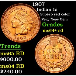 1907 Indian Cent 1c Grades Choice+ Unc RD