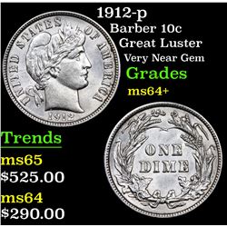 1912-p Barber Dime 10c Grades Choice+ Unc