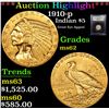 Image 1 : ***Auction Highlight*** 1910-p Gold Indian Half Eagle $5 Graded Select Unc By USCG (fc)