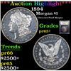 Image 1 : ***Auction Highlight*** 1894 Morgan Dollar $1 Graded GEM+ Proof By USCG (fc)