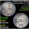 Image 1 : 1838 Large Stars Seated Liberty Half Dime 1/2 10c Grades Unc Details