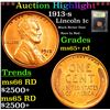 Image 1 : ***Auction Highlight*** 1913-s Lincoln Cent 1c Graded Gem+ Unc RD By USCG (fc)
