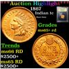 Image 1 : ***Auction Highlight*** 1867 Indian Cent 1c Graded Gem+ Unc RD By USCG (fc)