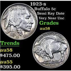 1923-s Buffalo Nickel 5c Grades Choice AU/BU Slider