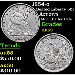 1854-o Seated Half Dollar 50c Grades Select AU