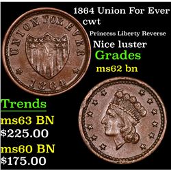 1864 Union For Ever Civil War Token 1c Grades Select Unc BN