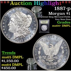 ***Auction Highlight*** 1887-p Morgan Dollar $1 Graded Choice Unc+ DMPL By USCG (fc)
