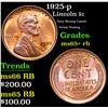 Image 1 : 1925-p Lincoln Cent 1c Grades Gem+ Unc RB