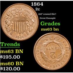 1864 Two Cent Piece 2c Grades Select Unc BN