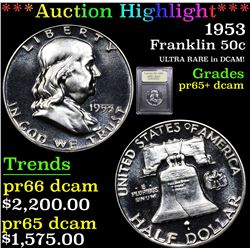 ***Auction Highlight*** 1953 Franklin Half Dollar 50c Graded GEM+ Proof Deep Cameo By USCG (fc)
