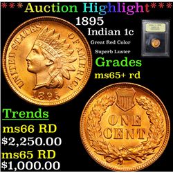 ***Auction Highlight*** 1895 Indian Cent 1c Graded Gem+ Unc RD By USCG (fc)