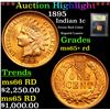 Image 1 : ***Auction Highlight*** 1895 Indian Cent 1c Graded Gem+ Unc RD By USCG (fc)