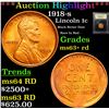 Image 1 : ***Auction Highlight*** 1918-s Lincoln Cent 1c Graded Select+ Unc RD By USCG (fc)