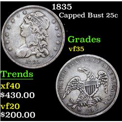1835 Capped Bust Quarter 25c Grades vf++