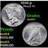 Image 1 : 1926-p Peace Dollar $1 Grades Select+ Unc